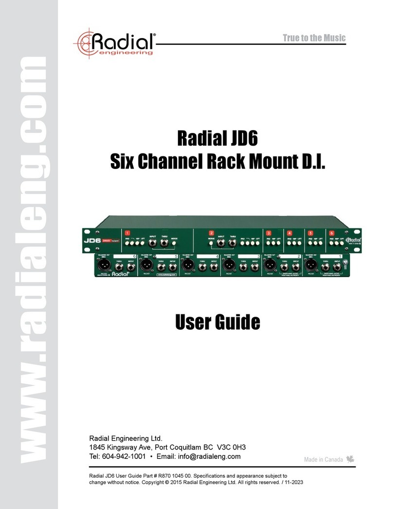 Radial Engineering JD6 Six Channel Rack Mount D.I. user guide Radial Engineering JD6 Six Channel Rack Mount D.I. user guide