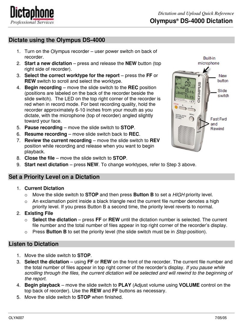 Dictaphone Olympus DS-4000 quick reference