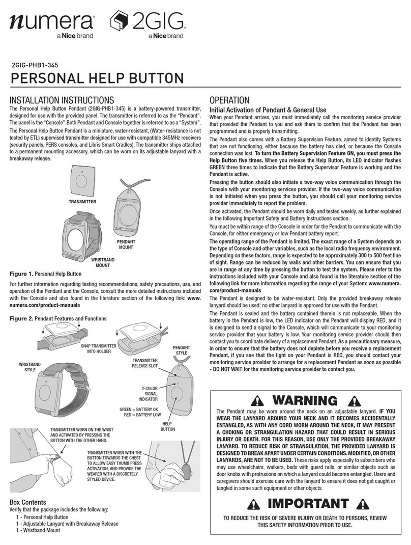Nice numera 2GIG 2GIG-PHB1-345 User manual