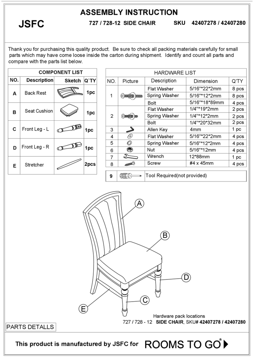 ROOMS TO GO JSFC 727 User manual