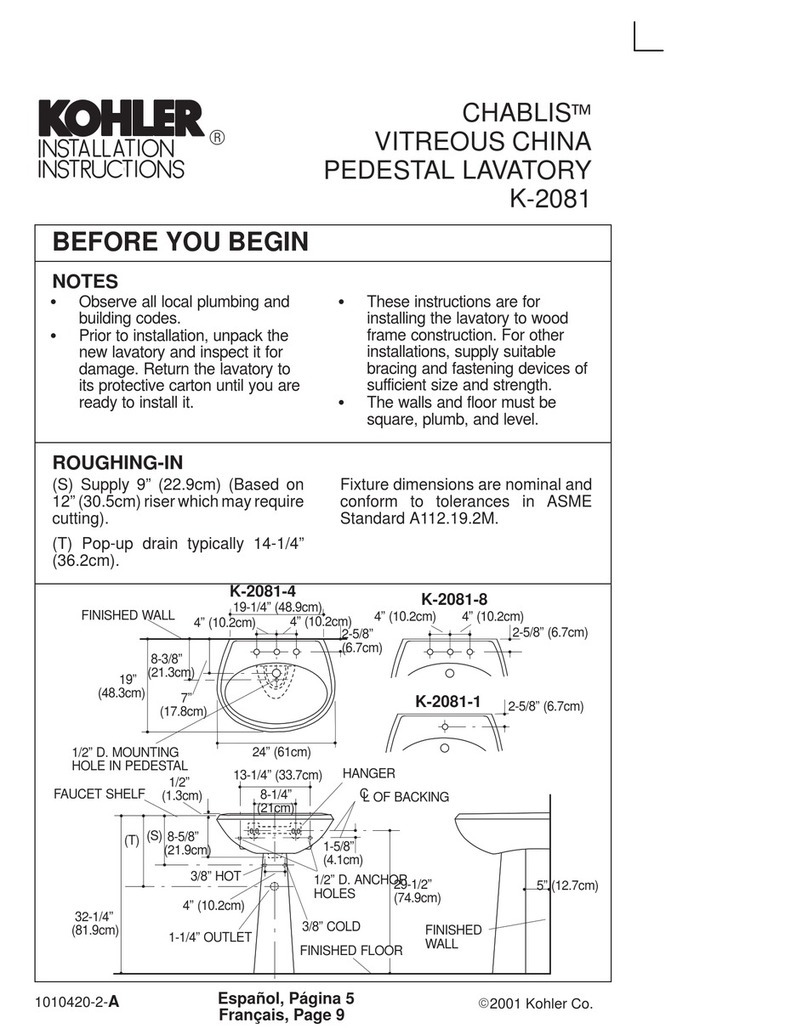 Kohler Chablis K-2081 User manual Kohler Chablis K-2081 User manual