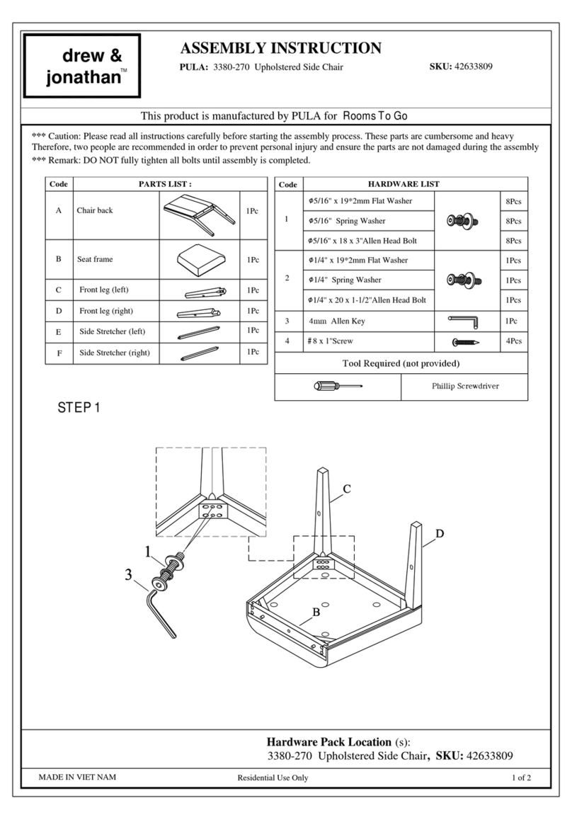 ROOMS TO GO PULA drew & jonathan 3380-270 Assembly instruction ROOMS TO GO PULA drew & jonathan 3380-270 Assembly instruction