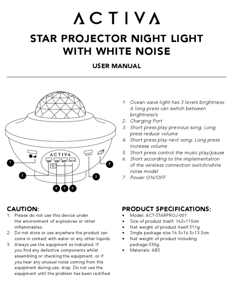 Activa STAR PROJECTOR NIGHT LIGHT WITH WHITE NOISE user manual