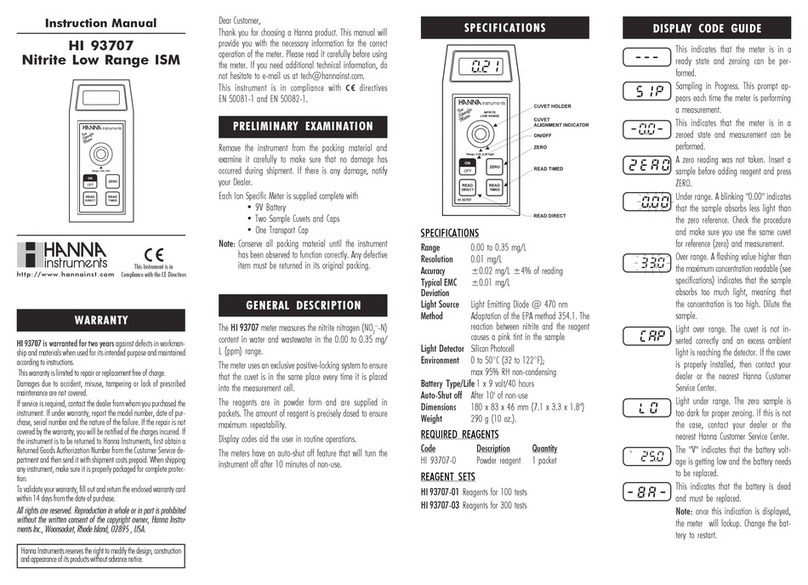 Hanna Instruments HI 93707 User manual