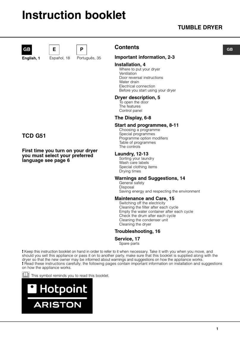 Hotpoint Ariston TCD G51 User manual