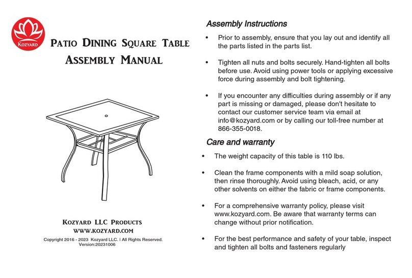Kozyard KZT194BR Assembly manual