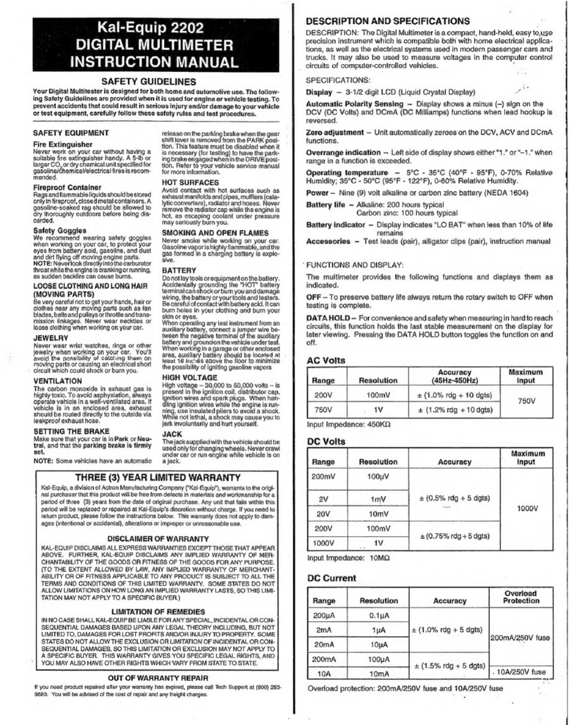 Kal-Equip 2202 instruction manual