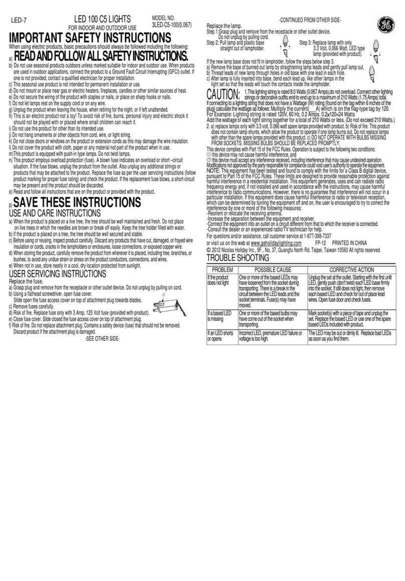GE LED 100 C5 LIGHTS quick start guide