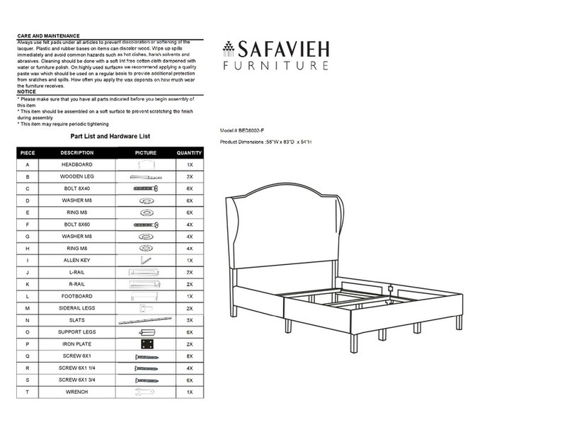 Safavieh Furniture Finola BED8002-F manual
