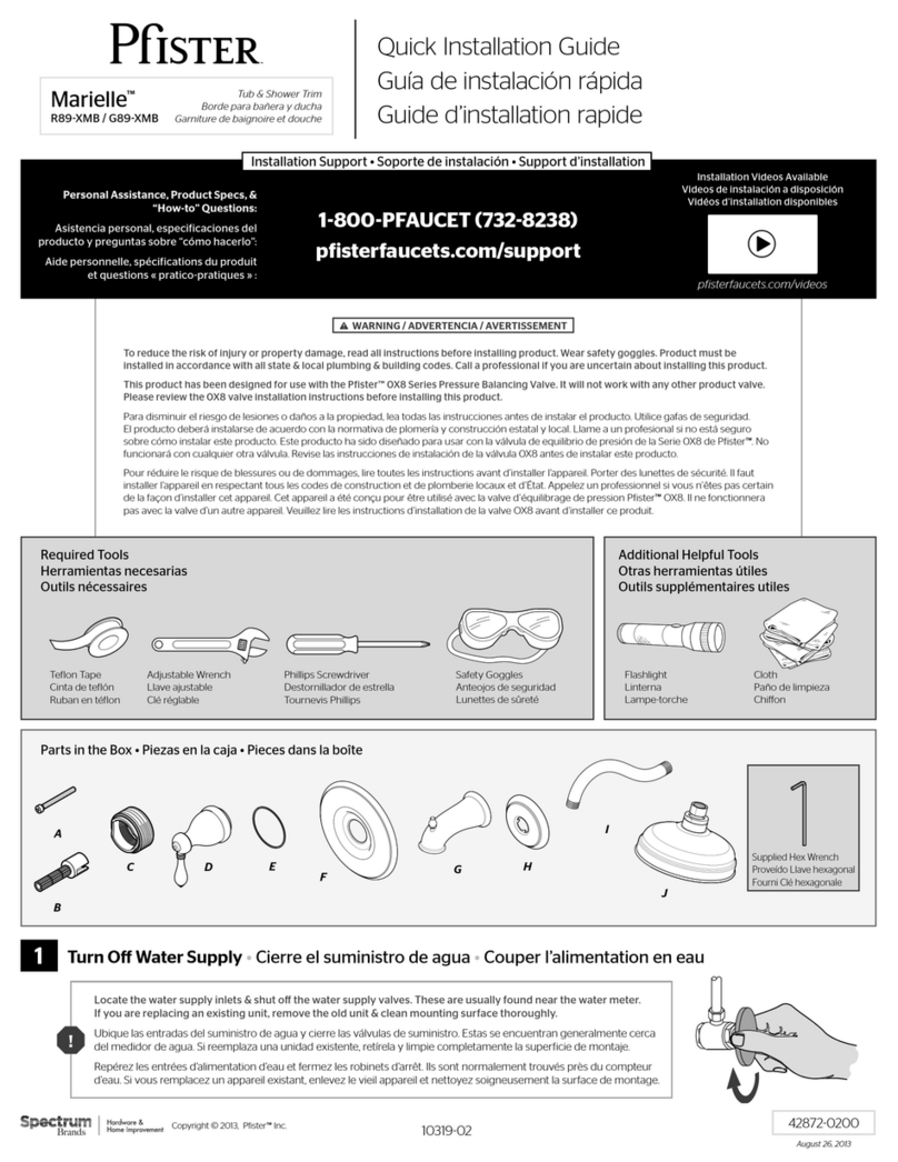 Spectrum Brands Pfister R89-XMB Quick installation guide Spectrum Brands Pfister R89-XMB Quick installation guide