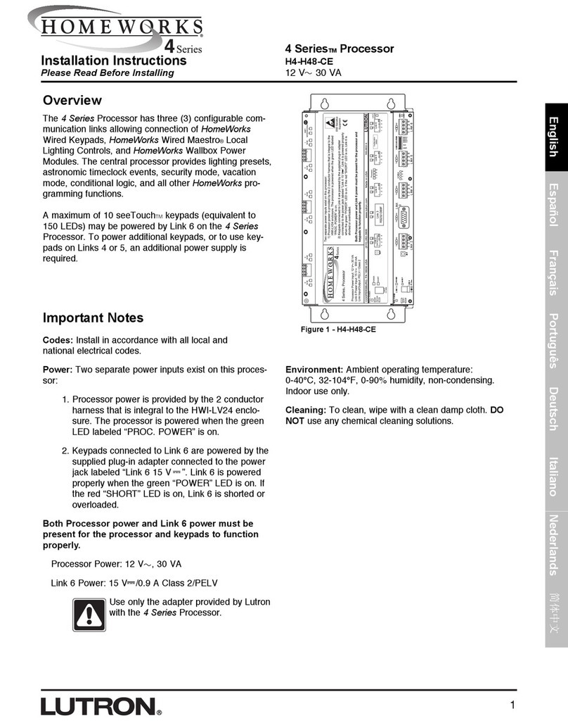Lutron Electronics Homeworks 4 Series User manual