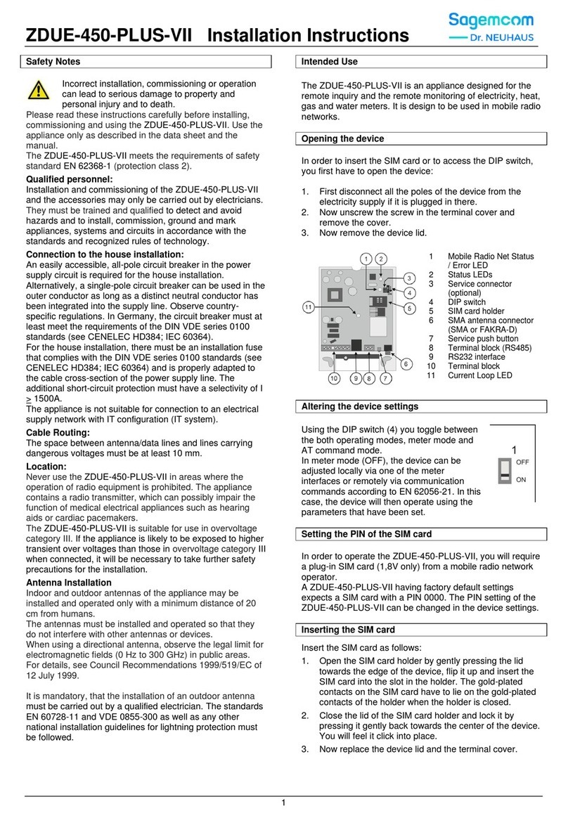 Dr. Neuhaus Sagemcom ZDUE-450-PLUS-VII installation instructions