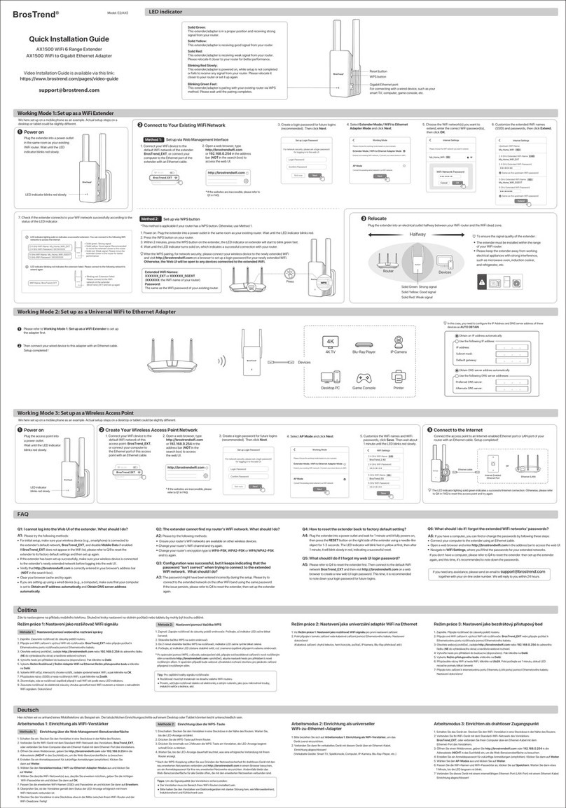 BROSTREND E2/AX2 Quick installation guide