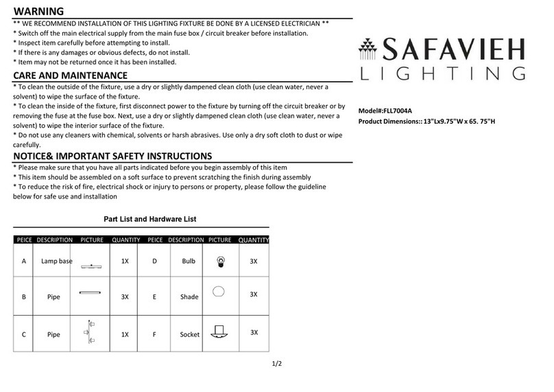 Safavieh Lighting NIOBE FLL7004A quick start guide