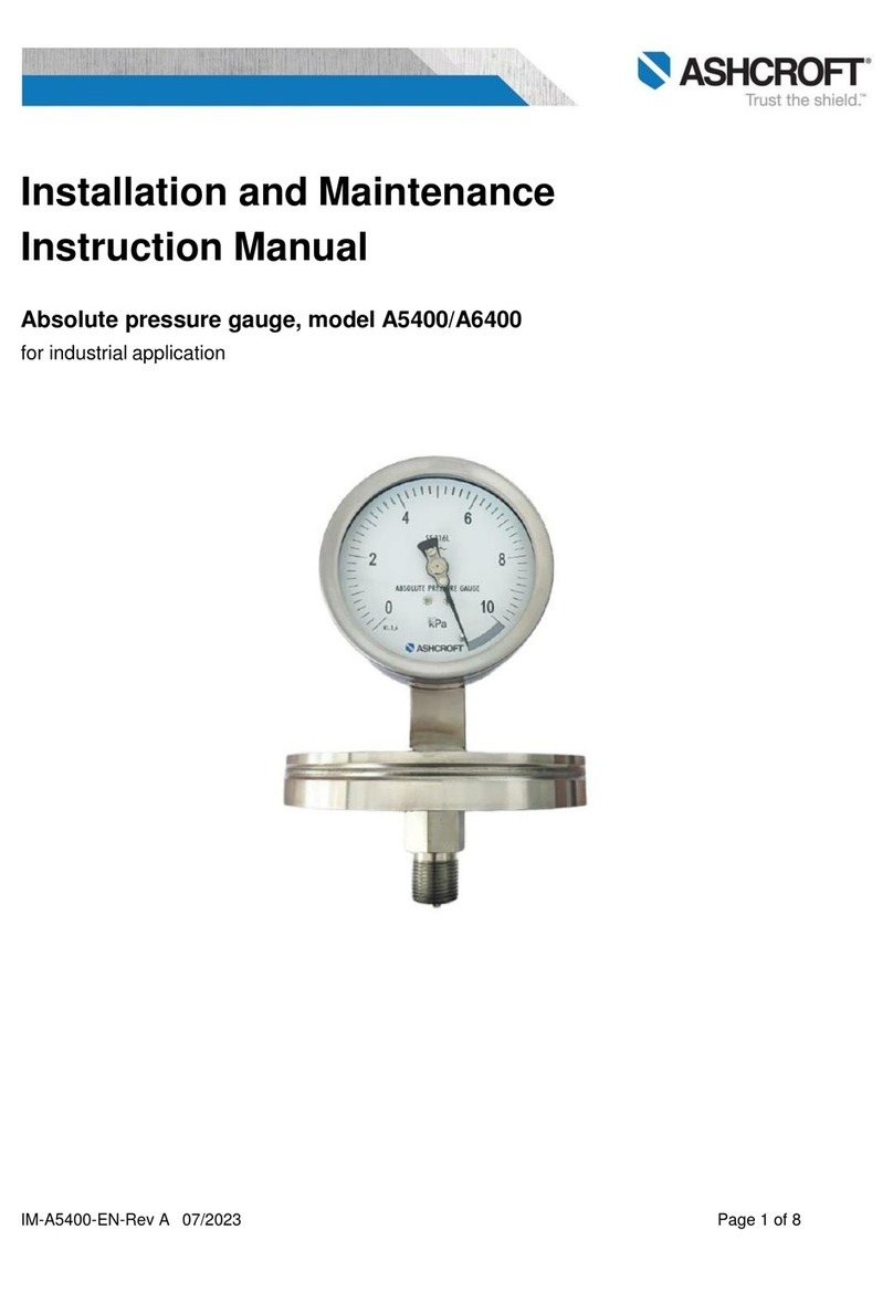 Ashcroft A5400 Installation and maintenance instruction manual