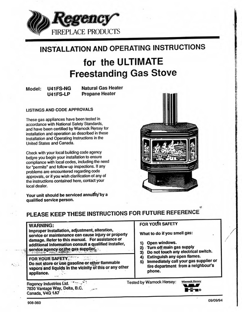 Regency ULTIMATE U41FS-NG Installation and operating instructions