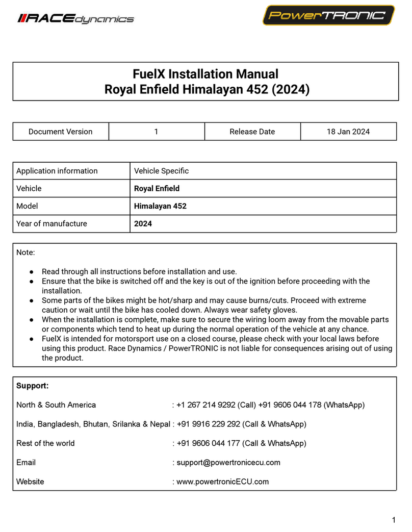 Race Dynamics PowerTRONIC Himalayan 452 installation manual