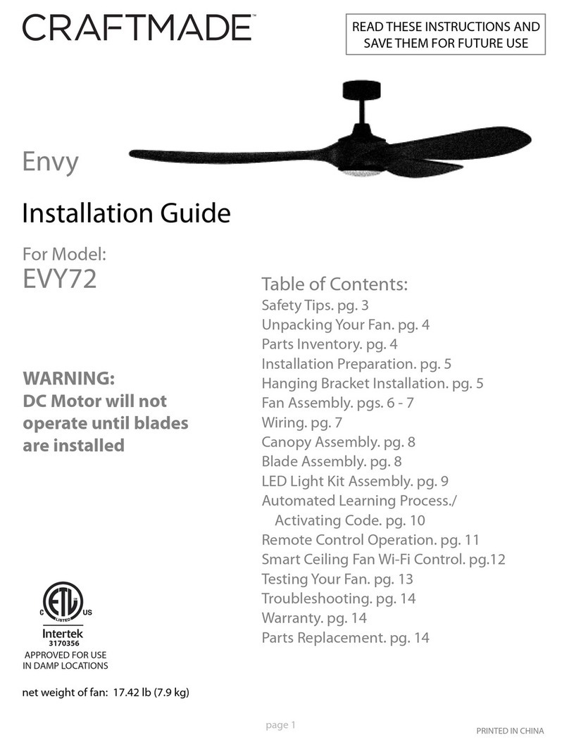 Craftmade Envy EVY72 installation guide