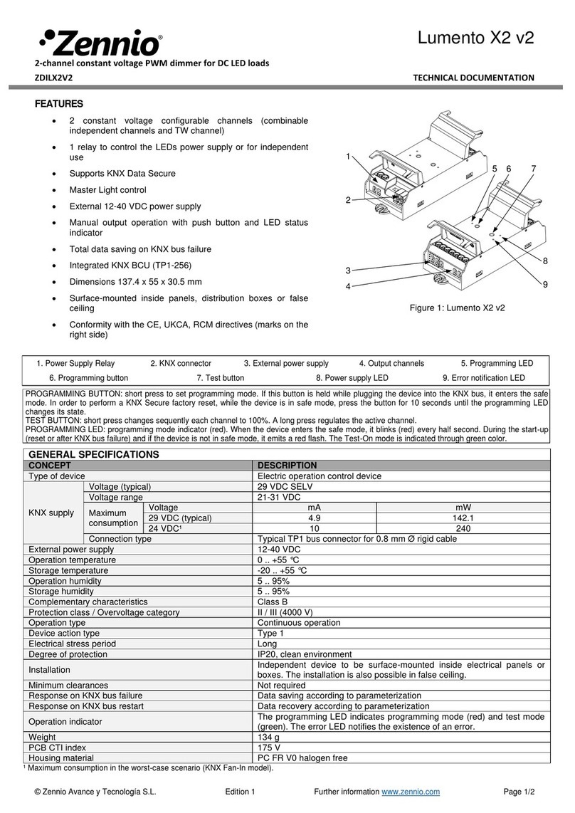 Zennio Lumento X2 v2 quick start guide