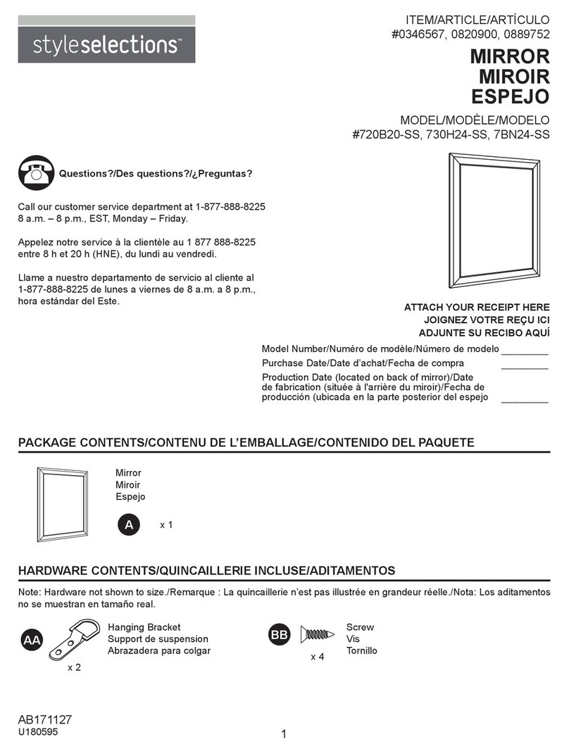 Style selections 720B20-SS User manual Style selections 720B20-SS User manual
