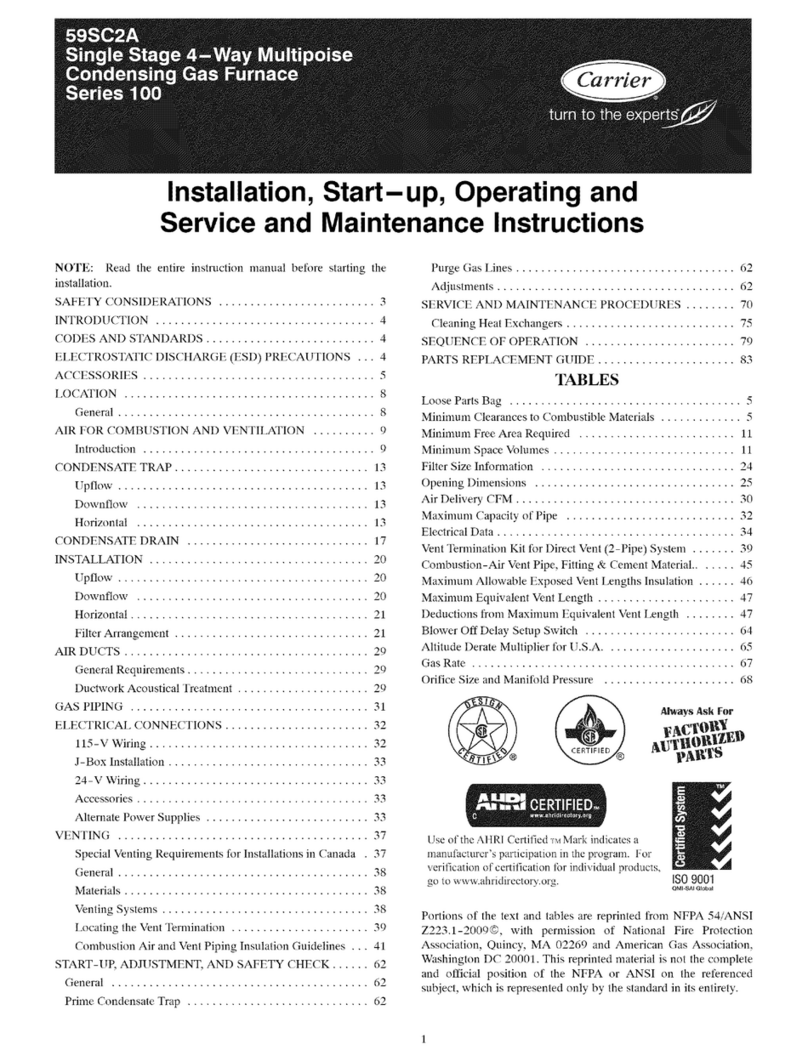 Carrier 59SC2A Installation, start-up, operating and service and maintenance instructions