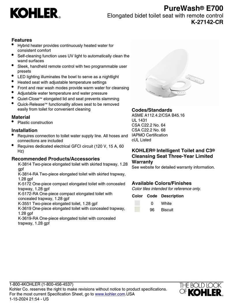 Kohler PureWash E700 User manual