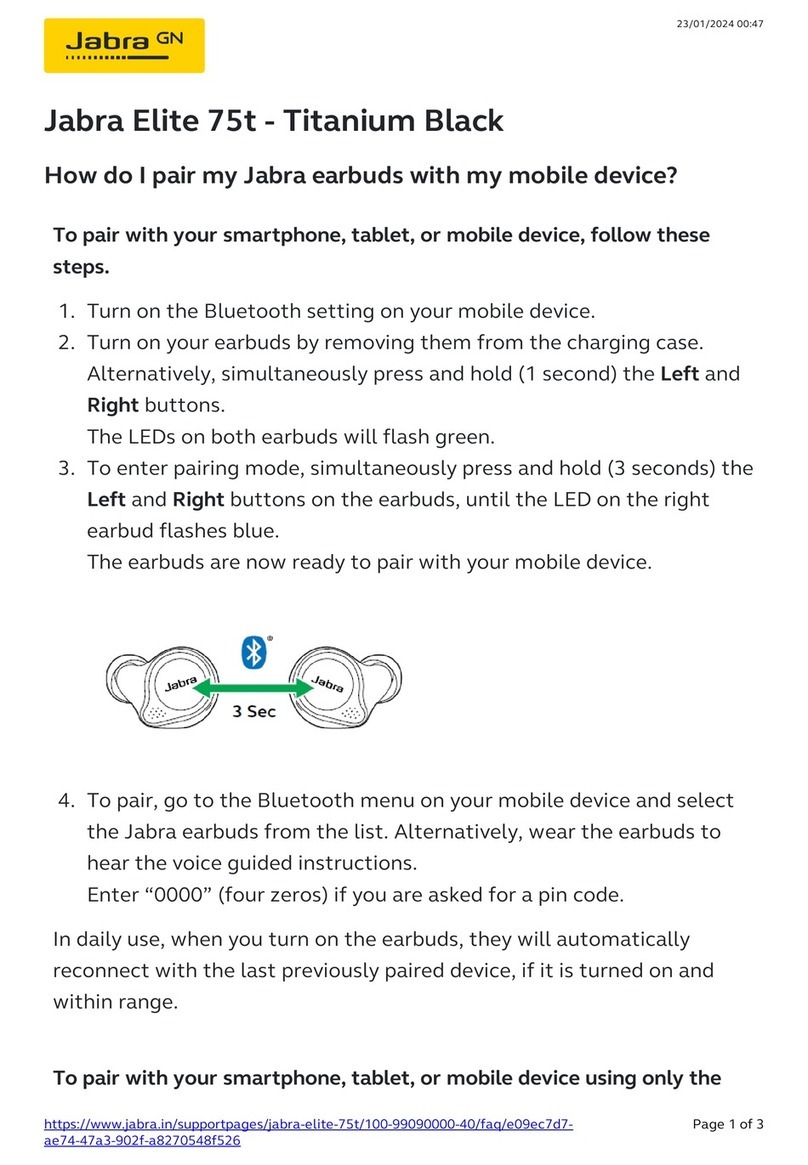 Jabra Elite 75t Titanium Black quick start guide
