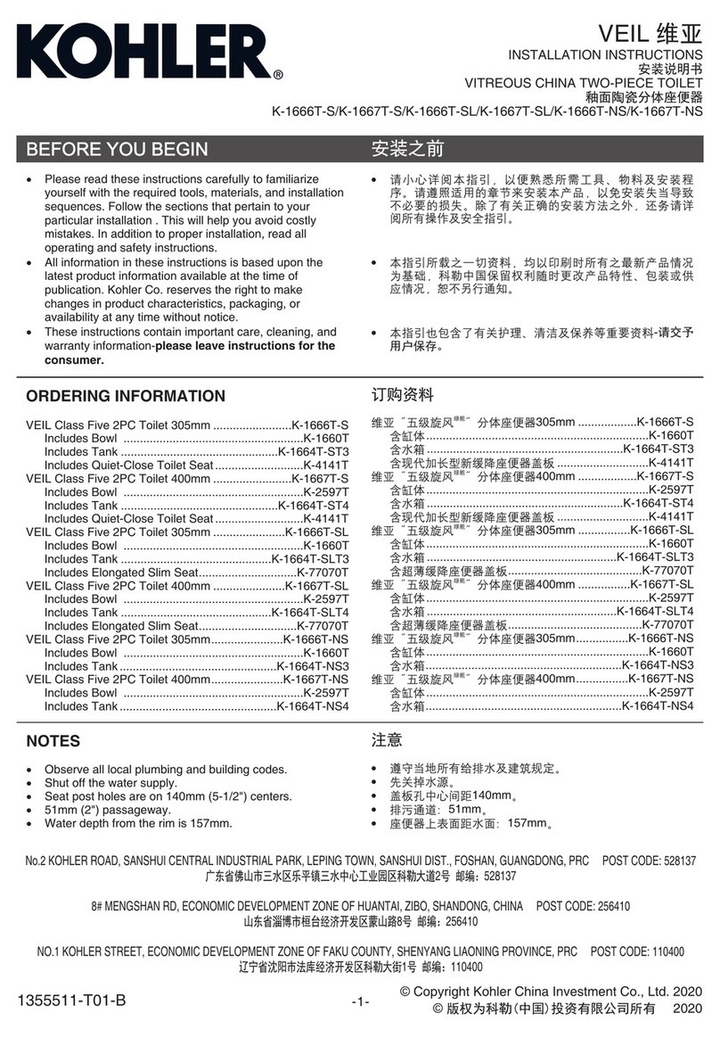 Kohler VEIL K-1666T-NS User manual