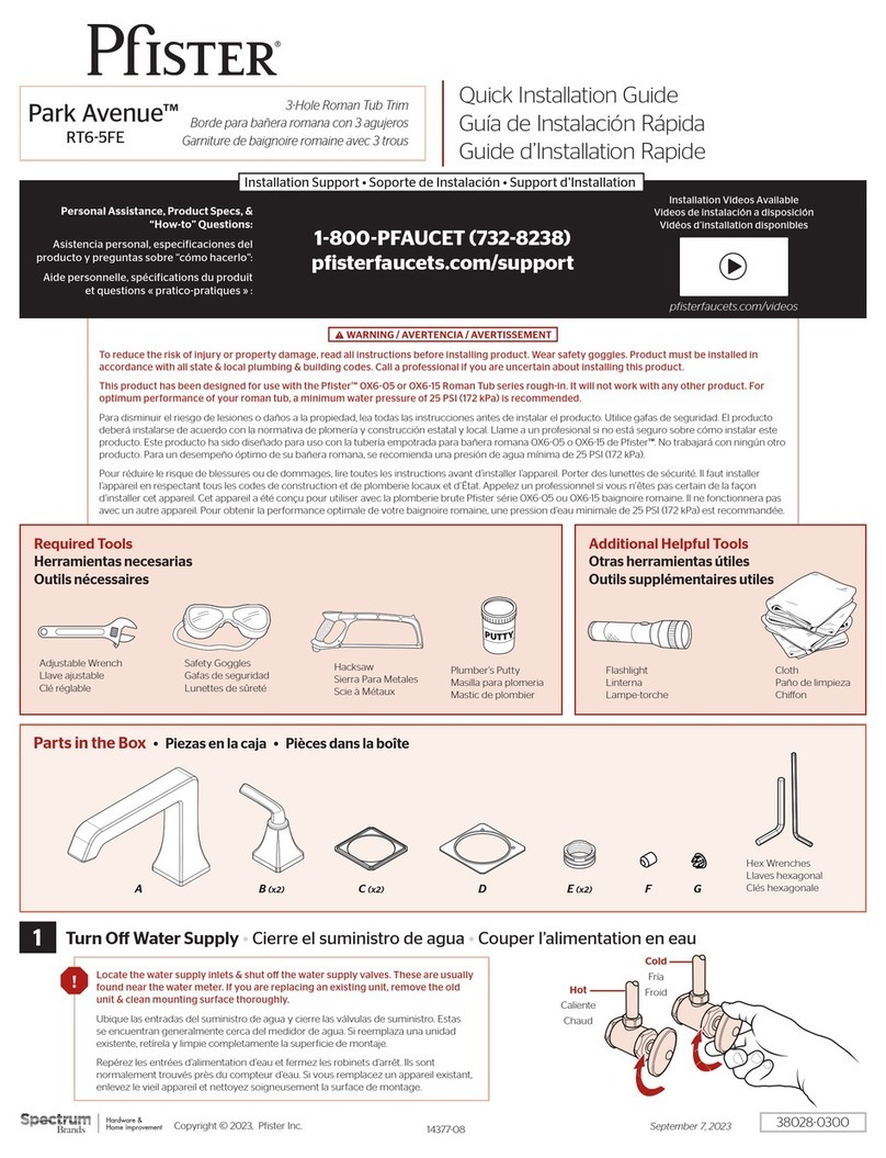 Spectrum Brands Pfister Park Avenue RT6-5FE Quick installation guide Spectrum Brands Pfister Park Avenue RT6-5FE Quick installation guide