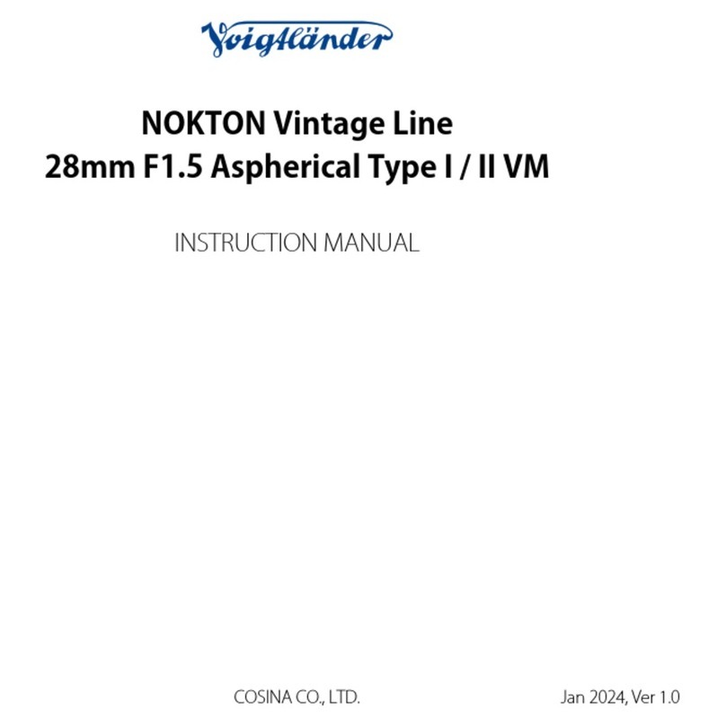 VOIGTLANDER NOKTON Vintage Line 28mm F1.5 Aspherical I... instruction manual