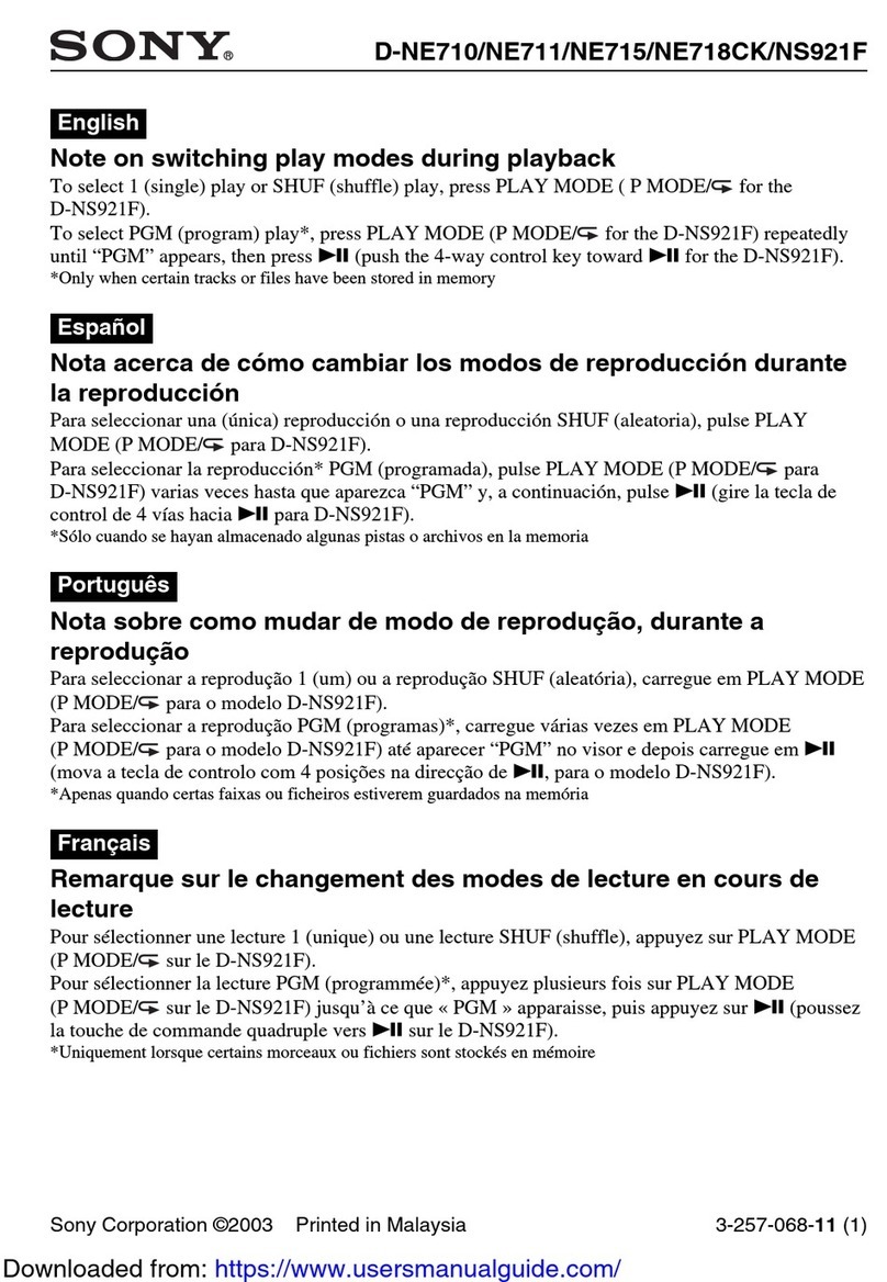 Sony D-NE710 ATRAC  Guide User manual