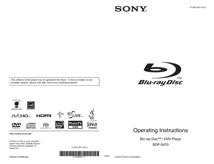Sony BDP-S470 - Blu-ray Disc™ Player operating instructions