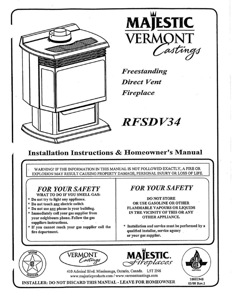 Majestic VERMONT Castings RFSDV34 Installation instructions & homeowner's manual