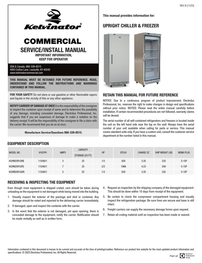 Electrolux Professional Kelvinator KCHRI25R1DRE Service and installation manual Electrolux Professional Kelvinator KCHRI25R1DRE Service and installation manual