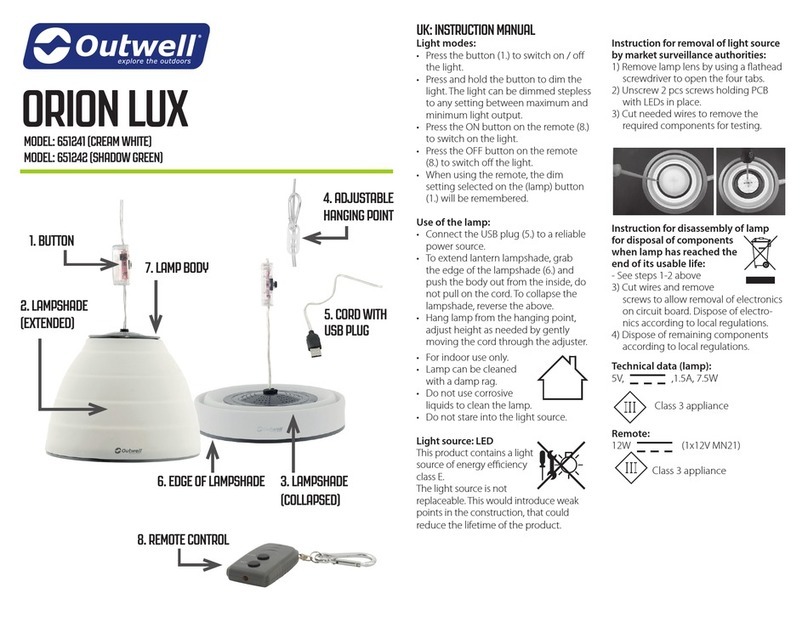 Outwell ORION LUX instruction manual