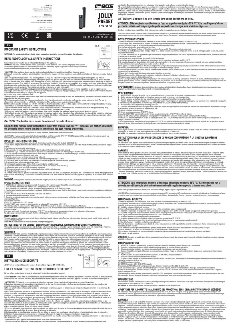 Sicce Jolly Preset 6 instruction manual