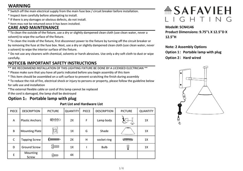 Safavieh Lighting Velezia manual