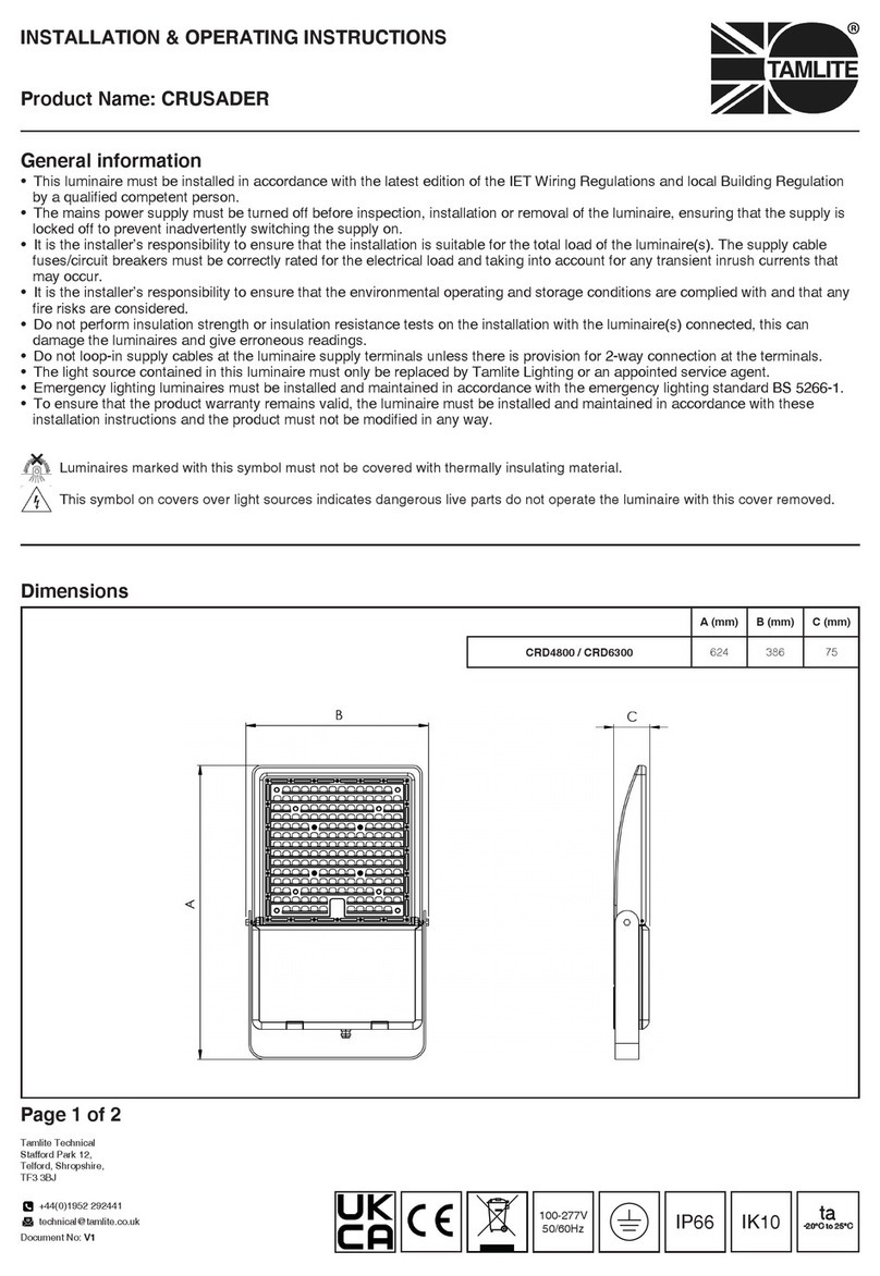 Tamlite CRUSADER Installation & operating instructions
