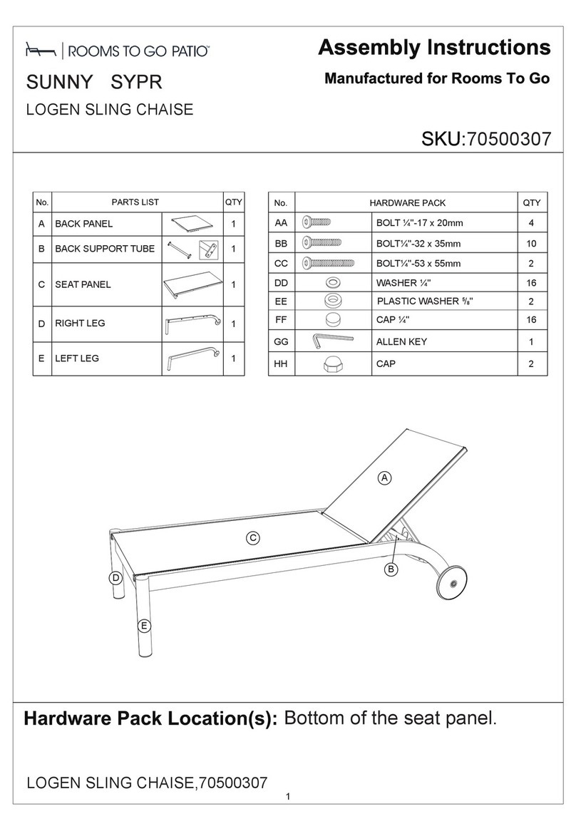 ROOMS TO GO SUNNY SYPR 70500307 User manual