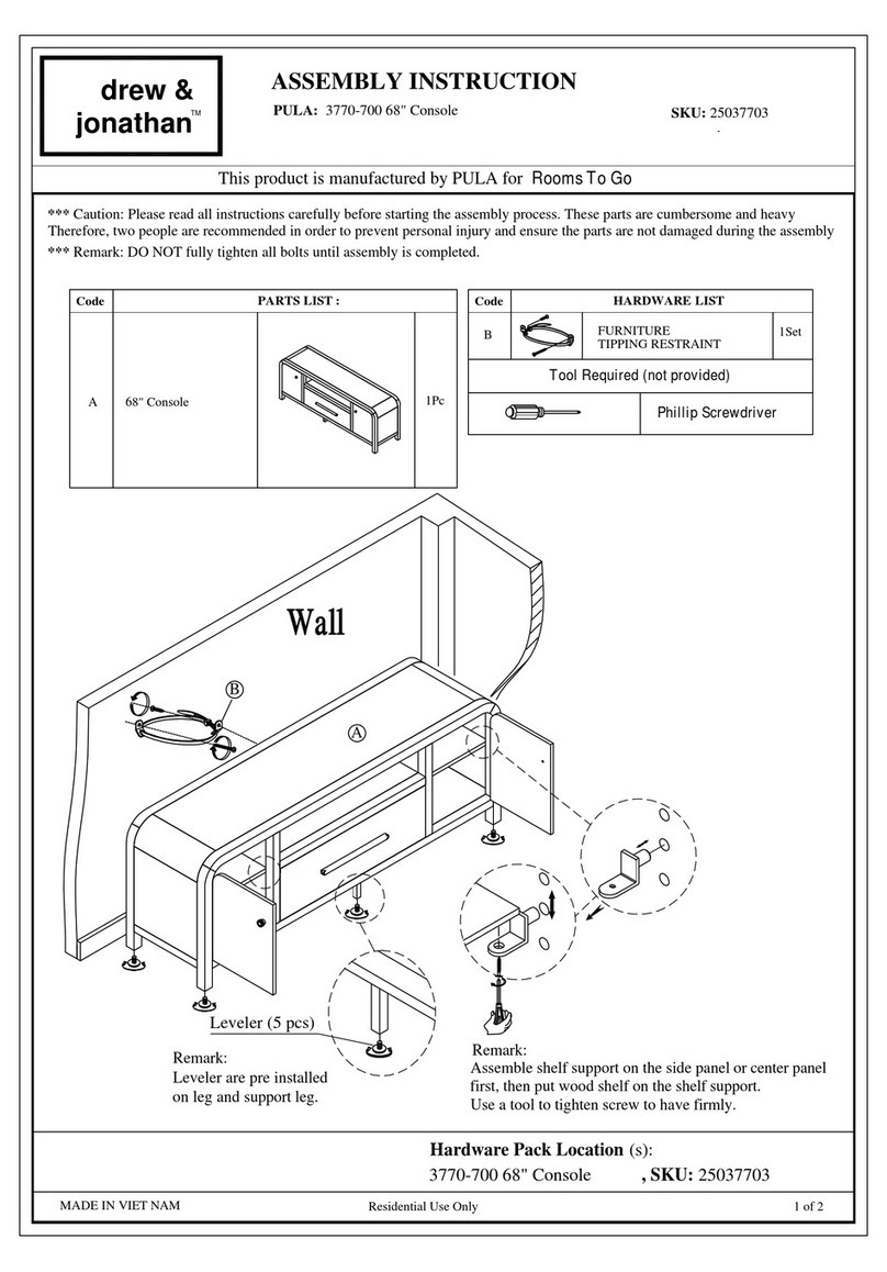 ROOMS TO GO PULA drew & jonathan 3770-700 User manual