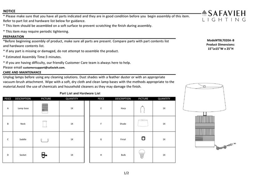 Safavieh Lighting WELLER TBL7020A User manual Safavieh Lighting WELLER TBL7020A User manual