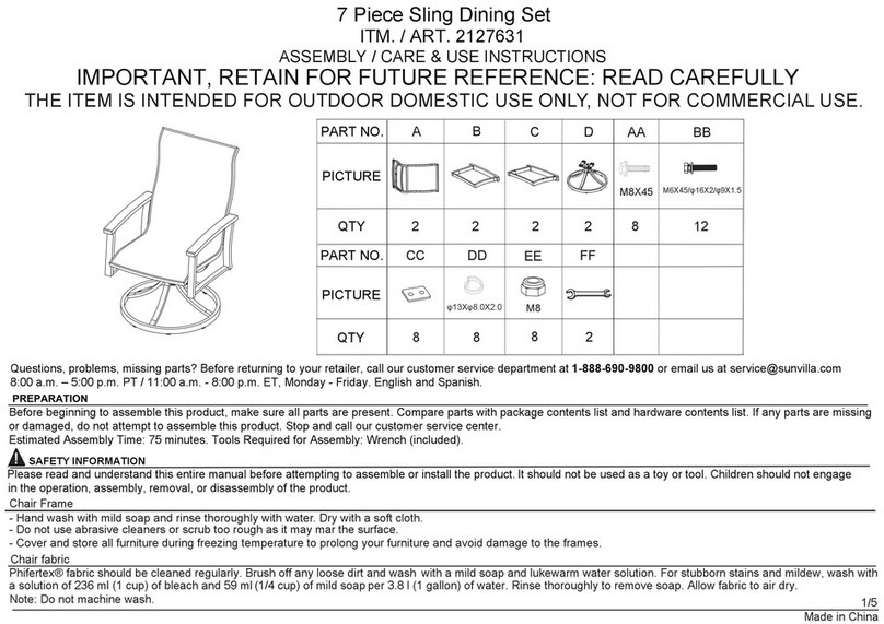 SUNVILLA Wills 2127631 Assembly / care & use instructions