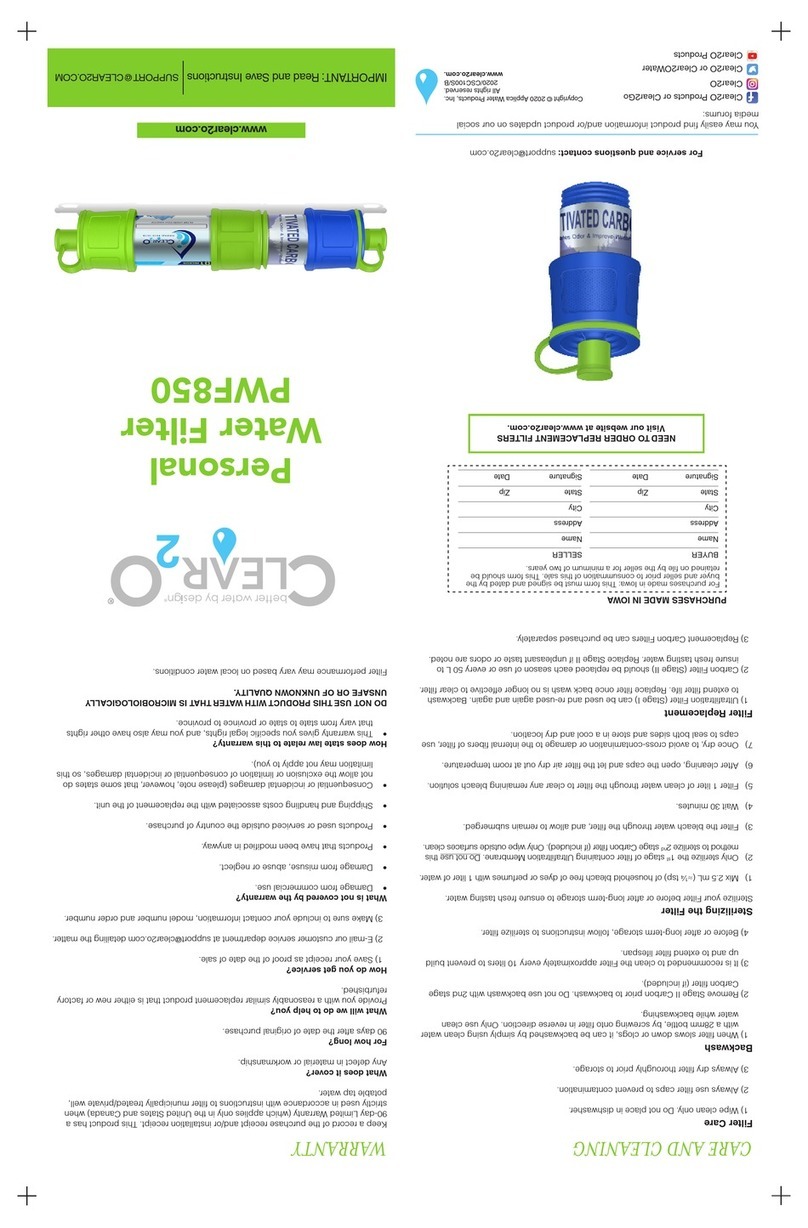 Clear2O PWF850 User manual