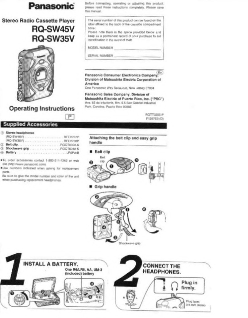 Panasonic RQ-SW45V operating instructions
