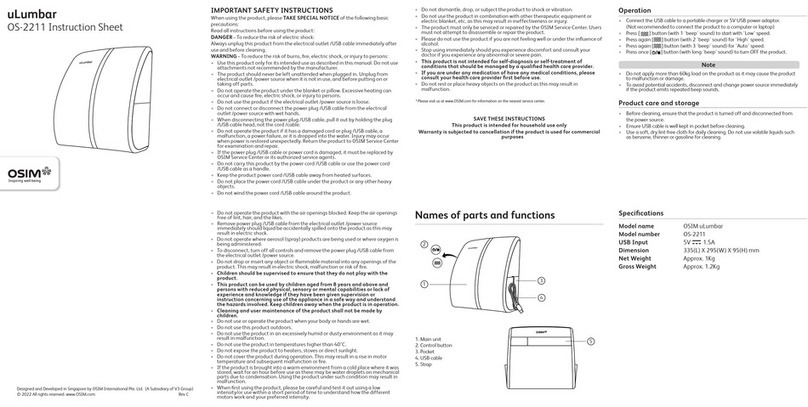 OSIM uLumbar OS-2211 User manual