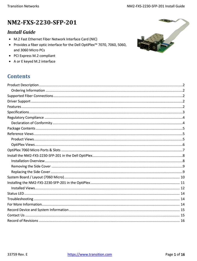 Transition Networks NM2-FXS-2230-SFP-201 install guide Transition Networks NM2-FXS-2230-SFP-201 install guide