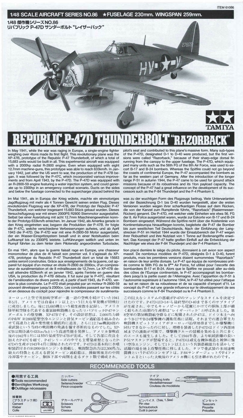 Tamiya REPUBLIC P-47D THUNDERBOLT RAZORBACK User manual