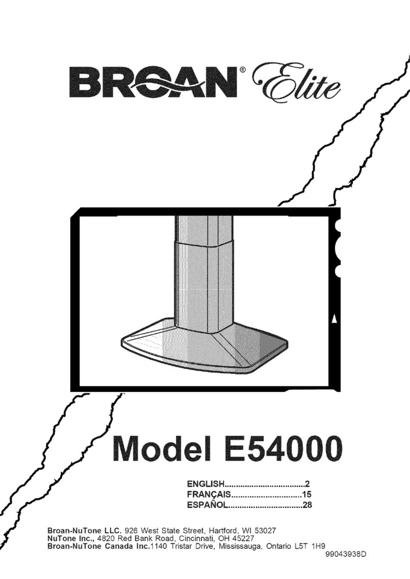 Broan E54000 Series User manual