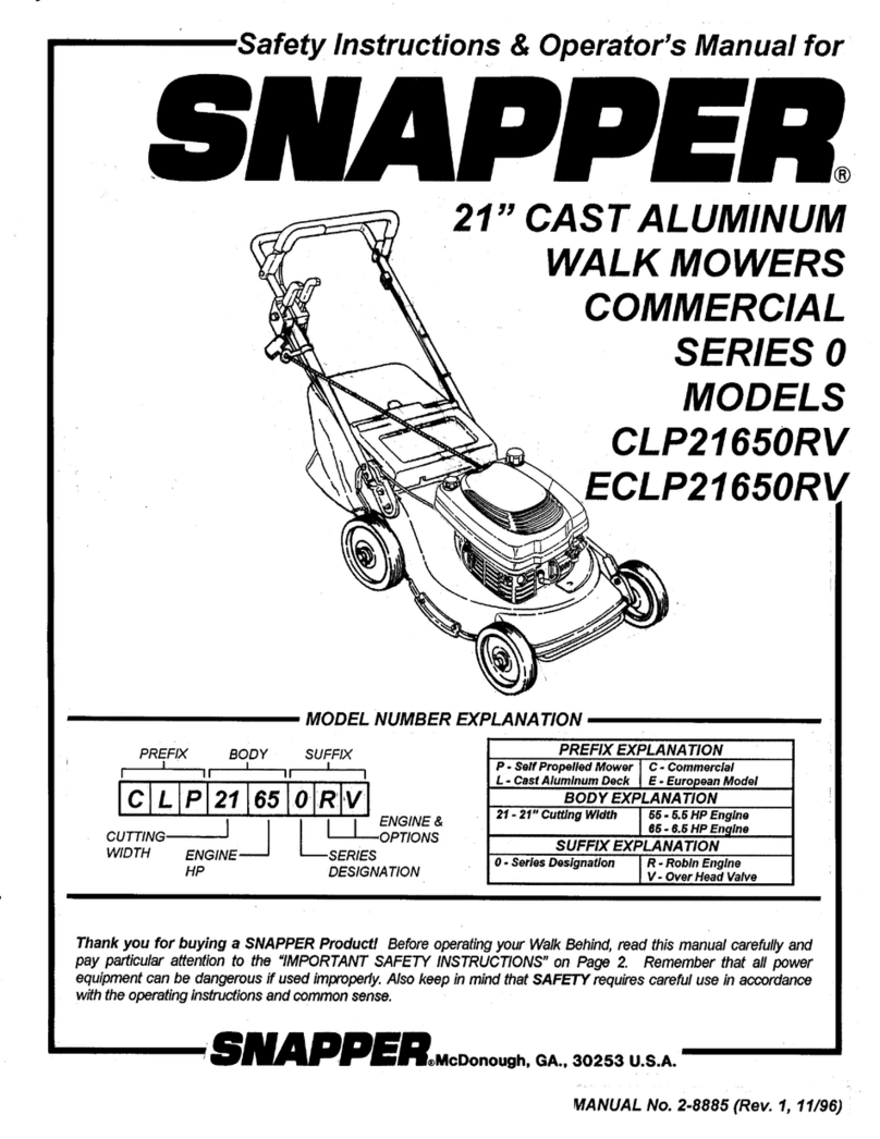 Snapper CLP21650RV Operation and maintenance manual