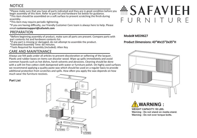 Safavieh Furniture Javante MED9627 manual Safavieh Furniture Javante MED9627 manual